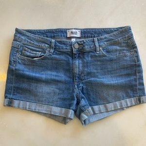Paige | Jimmy Jimmy Short Cuffed Denim Jean Arabella Wash Blue Medium Size 30